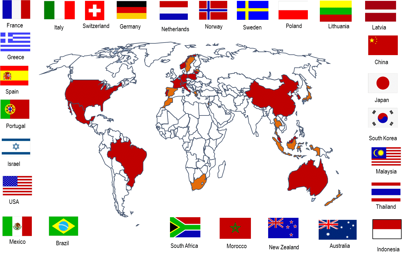 Teilnehmende Länder der InSCI Studie